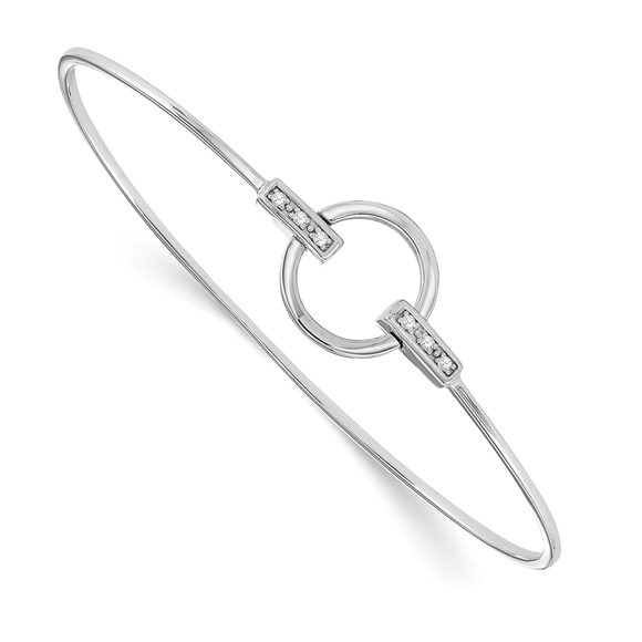 925 Sterling Silver Rhodium-plated Diamond Bangle Bracelet